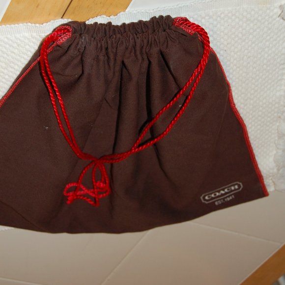 Coach Dust Bag 15" x 13" Brown W/ Red Drawstring - Picture 6 of 12